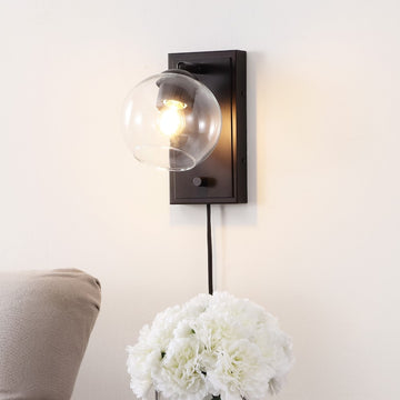 Hugo 6" Minimalist Modern Plug-In or Hardwired Adjustable Iron LED Wall Sconce with Rotary Dimmer - JONATHAN Y